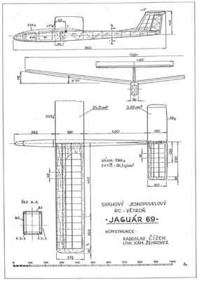 Jaguár 69 - rádiem řízený model svahového větroně