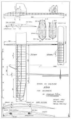 Jeřáb - volný model soutěžního větroně kat. A2, konstruovaný podle tzv. severských pravidel