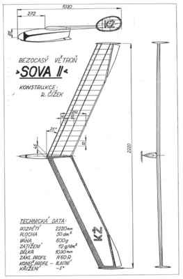 Sova II - volný model bozocasého větroně