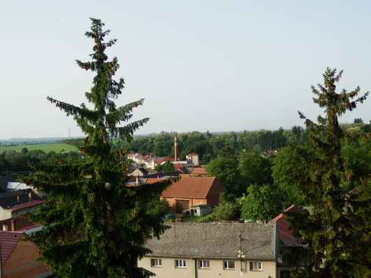 pohled z kostelní věže směrem na Nezamyslice